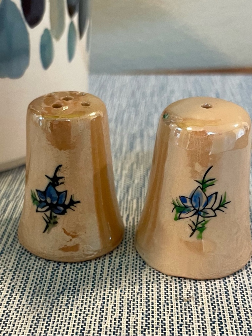 Vintage Japanese Lusterware Salt & Pepper Shakers – Hand-Painted Floral Ceramic